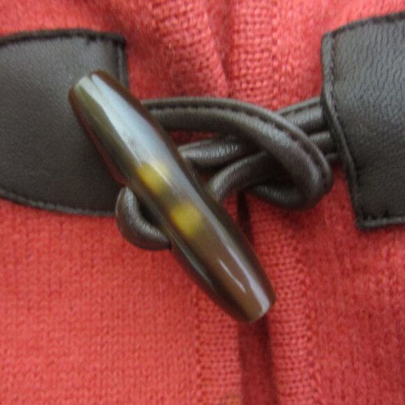 Vintage Talbots Cape Women L / XL Orange 100% Wool Toggle Knit Shawl Cape - Picture 7 of 11